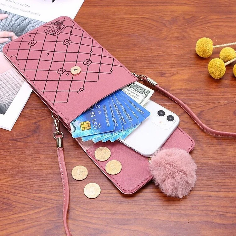 Cute Pattern Amazon Hot Sell Women Cellphone Wallet Original Leather Ladies Little Girl Gift Purse bag