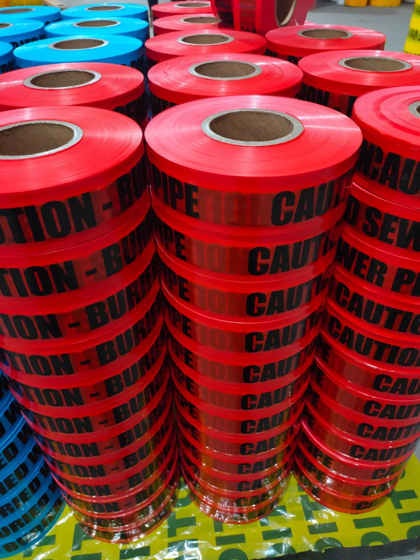 MANCAI High Quality Red And White Danger Printed Detectable Underground Warning Tape For Optical Cable