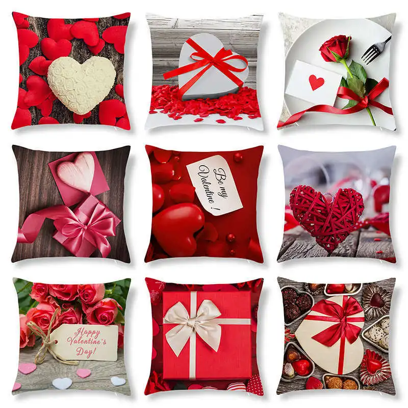 custom festival Valentines Day Gift LOVER Sweet Heart Printed throw Cushion Covers luxury cotton polyester Couch pillowcase