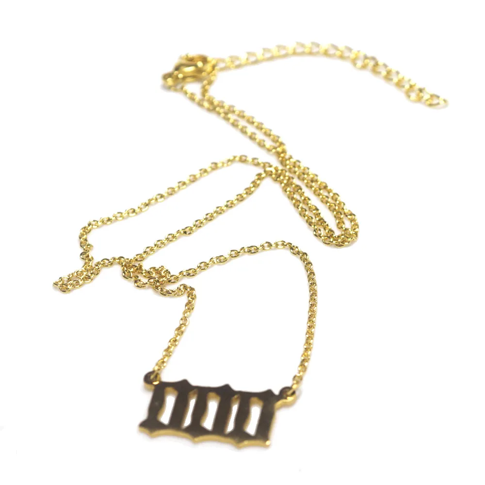000 111 222 333 444 555 666 777 888 999 angel number pendant chain necklace 18k gold plated stainless steel material women