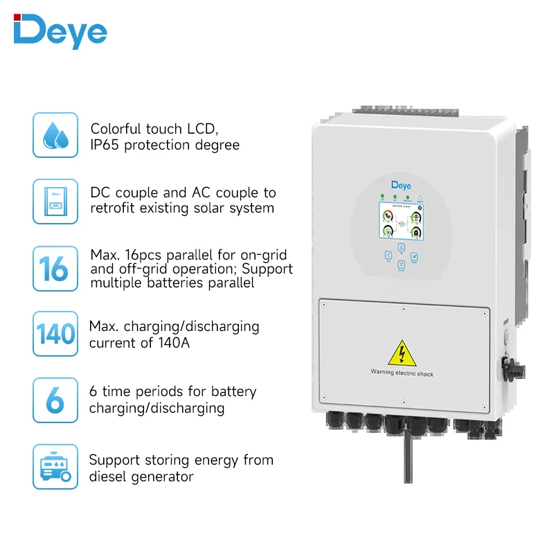 Deye solar hybrid inverter single phase 2MPPT hybrid inverter SUN-6K-SG03LP1-EU 3.6KW 5KW 6KW with wifi solar inverter