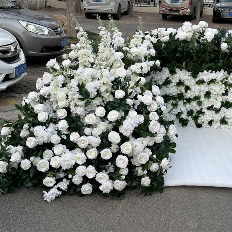 IFG  factory customized flower runner decoration 4ft height white green sofa flower arrangement for wedding
