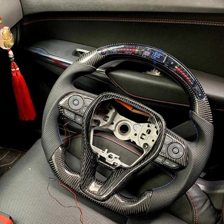 Hot Selling LED Carbon with carbon fiber with perforated leather with LED light on steering wheel for 2019-Corolla