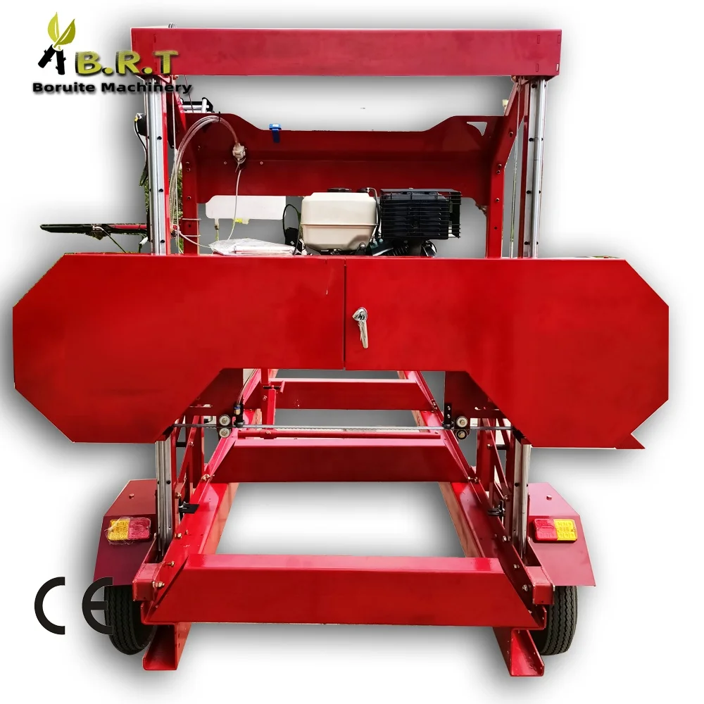 LONCIN Gasoline Engine 27HP Sawmills Portable bandsaw mill with mobile wheels \/ log cutting sawmill