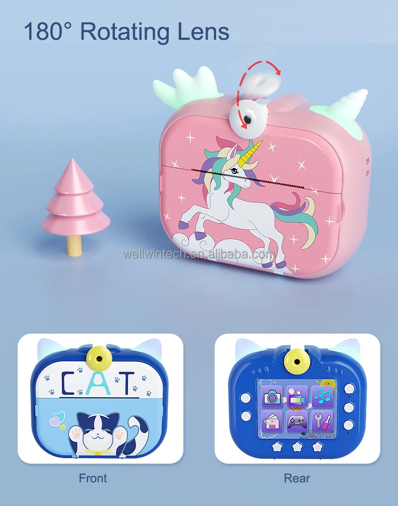 Own Brand X3D Kids Toy Instant Printing Camera Colorful Atmosphere Light Thermal Photo Paper Children Mini Digital Camera