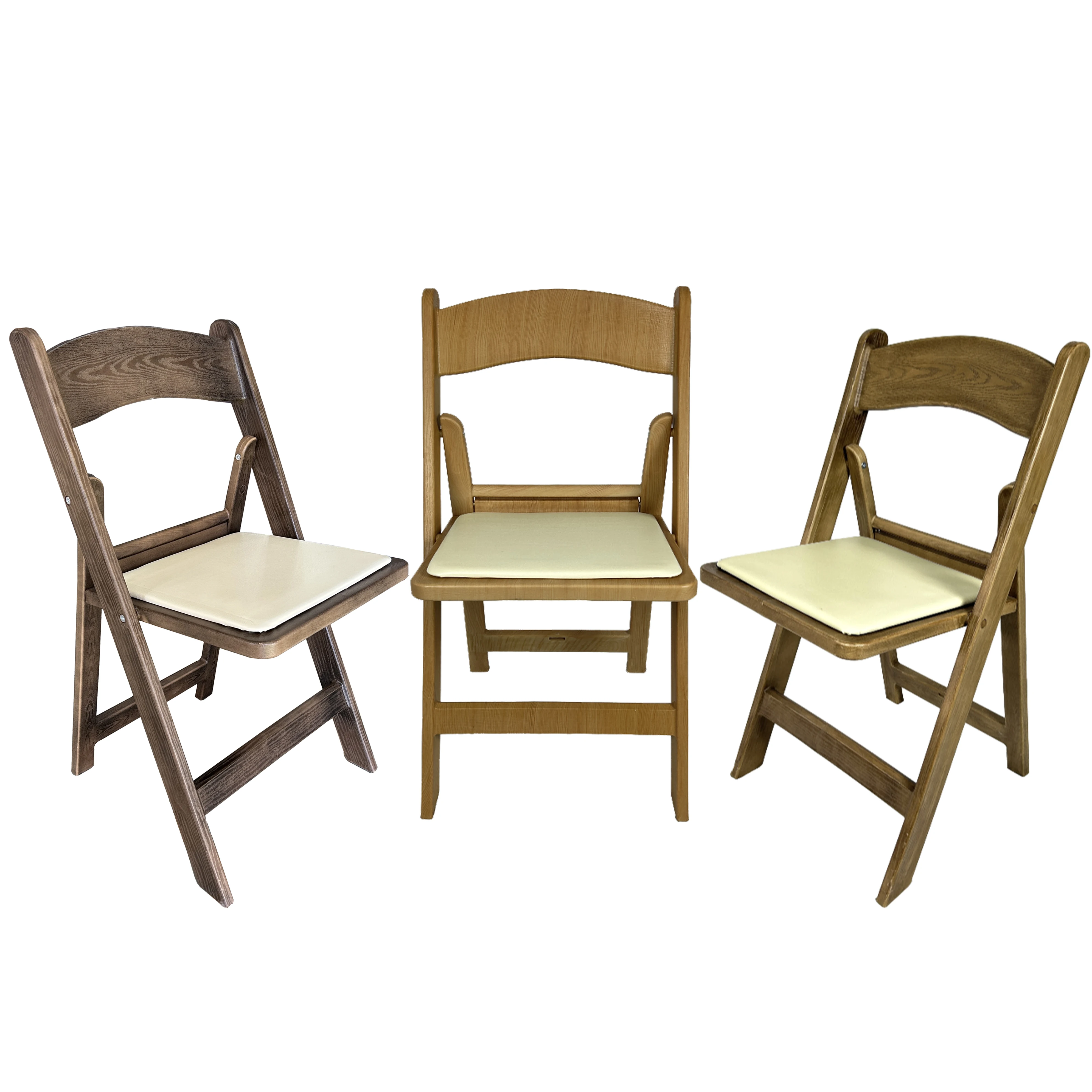 Wholesale garden walnut wood grain beach wedding event party wimbledon white wooden resin folding chair for decoration