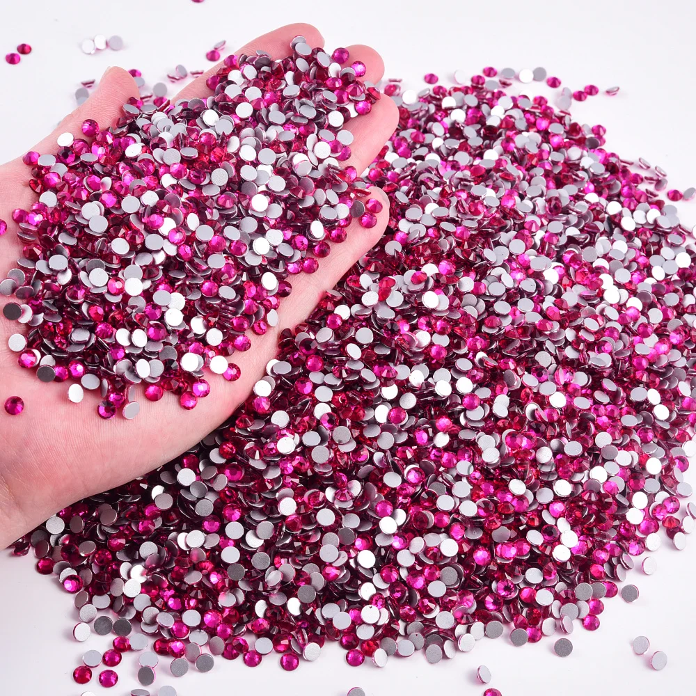 Oleeya Factory Wholesale 12 Same Cut  Lt.Rose Color Glass Non Hot fix Rhinestone Flat Back Rhinestones For Phone Case Chain DIY