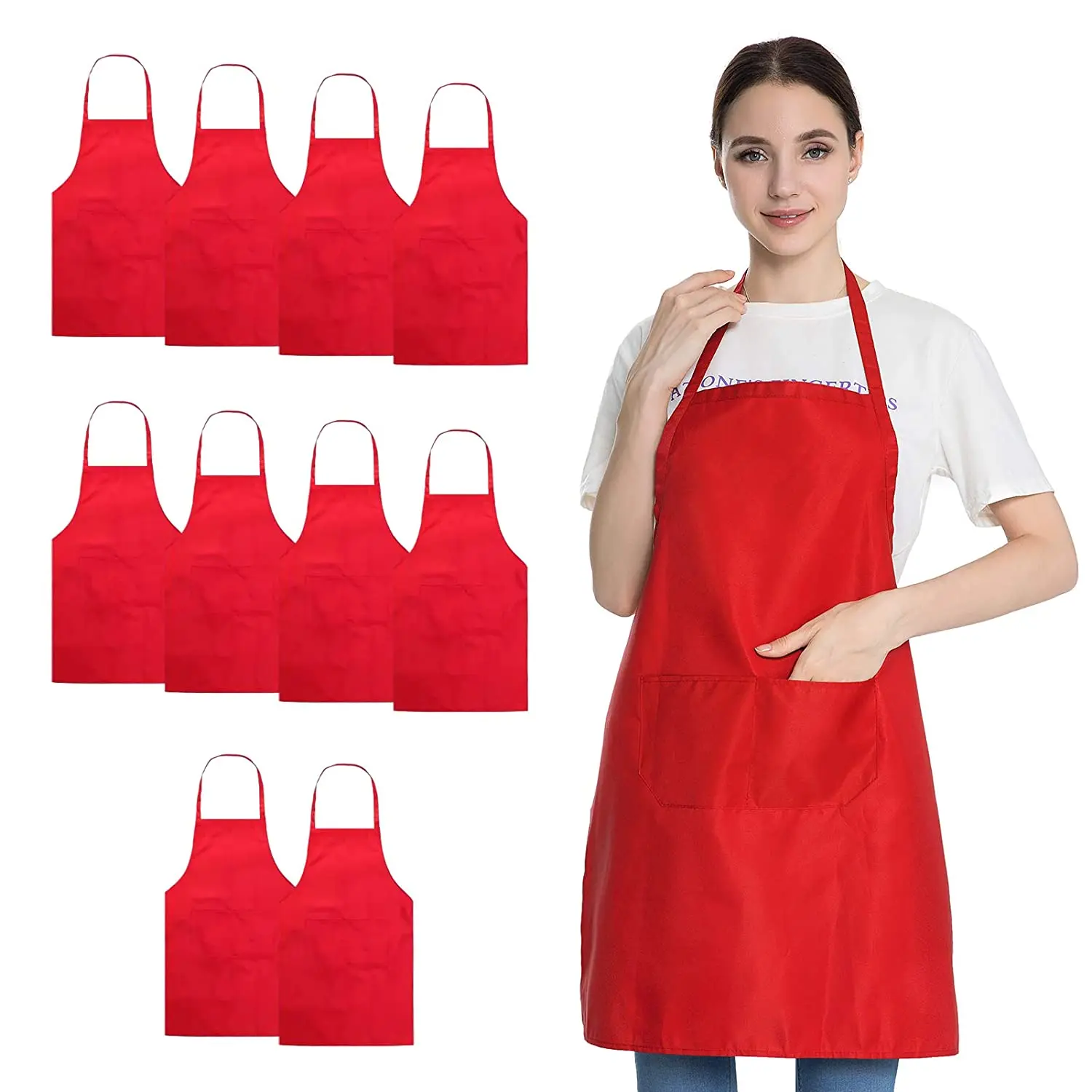 Cheap Bulk Wholesale Cotton Kitchen Masonic Women Mens Canvas Apron With Two Pocket
