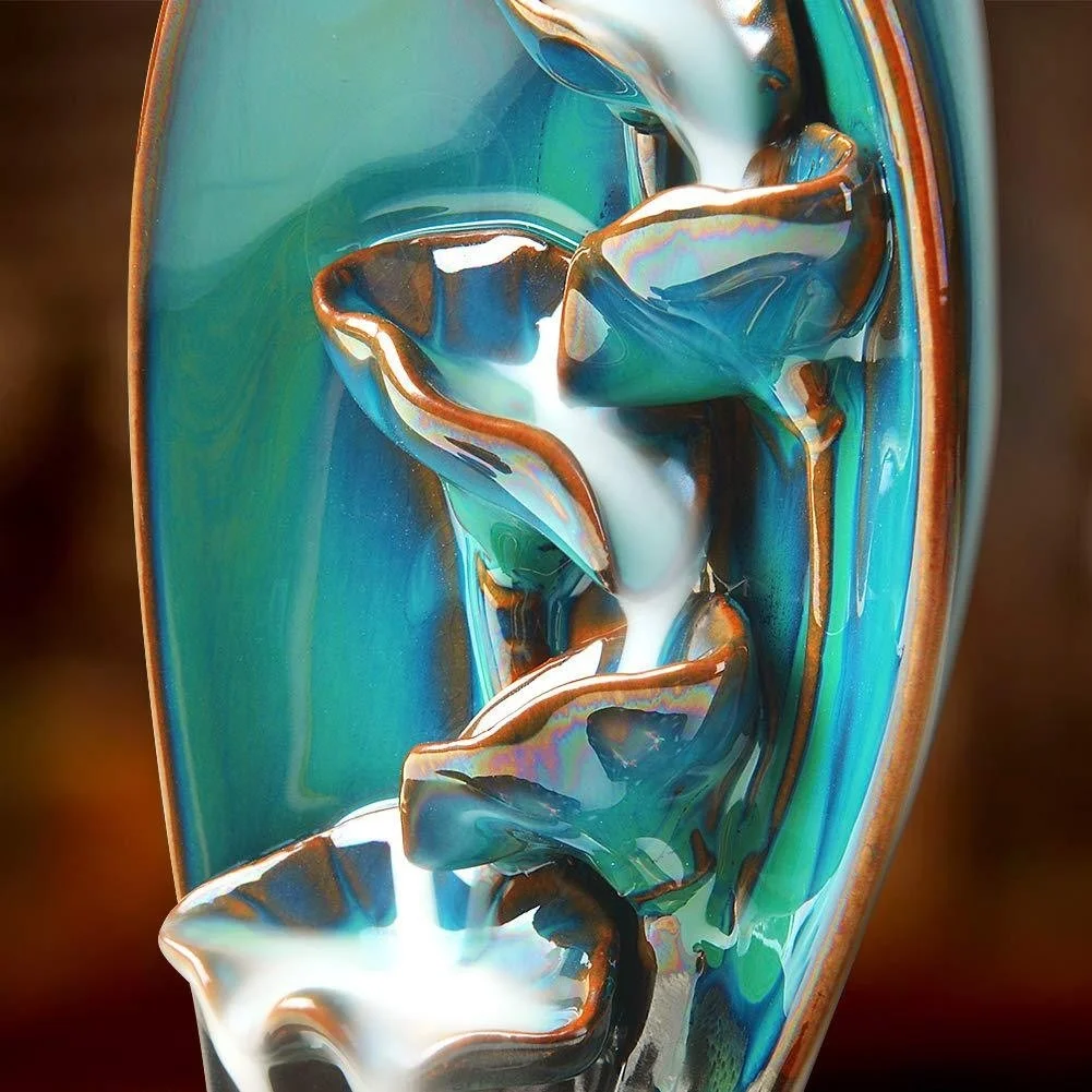 Hot Sale Popular Artistic Incense Burner Ceramic Waterfall Incense Holder With Incense Cones Sticks