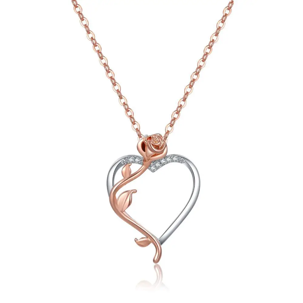 Heart Pendant Necklaces Rose Gold Crystals zircon Valentines Day Jewelry Gifts For Women Birthday/Anniversary Day/Party