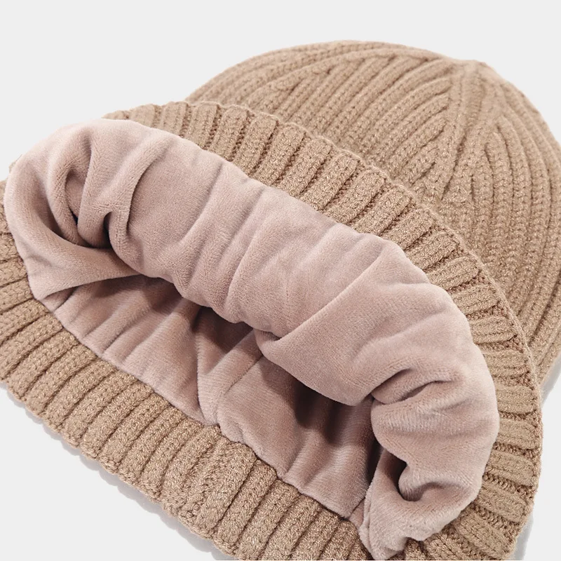 Autumn and Winter Warm Three-Piece Set for Men and Women New Cashmere Hat Scarf Gloves-Thick Knit Cold Suit