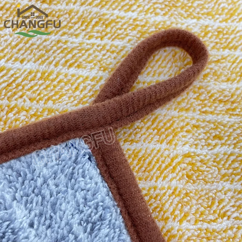 Changfu Reusable Microfiber  Charcoal Stripe Dish cleaning Cloth for Washing and coral fleece towels in Kitchen