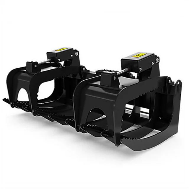 Farm tractor front end loader with log grapple