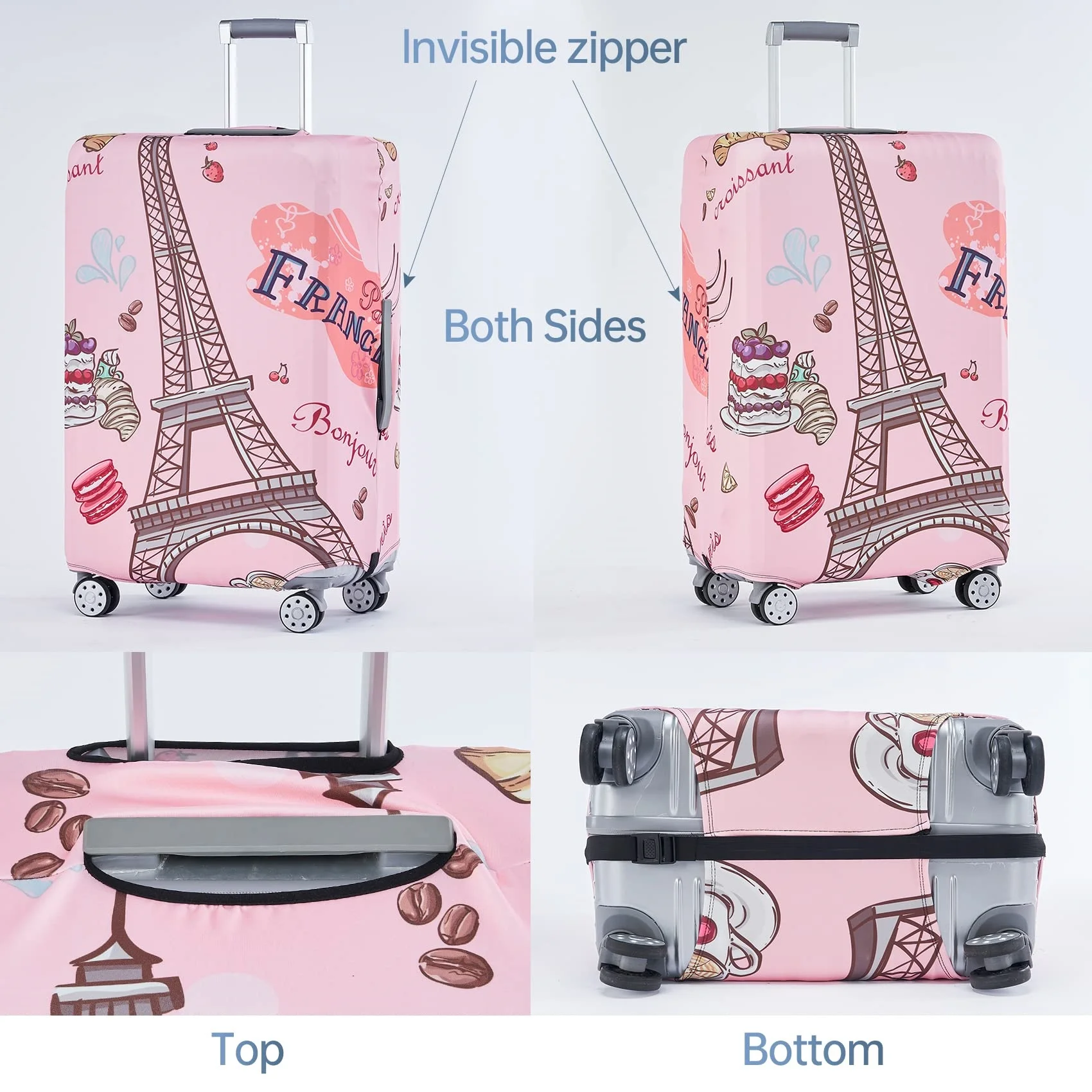 Customize unique durable invisible zipper washable anti scratch dirty tear multisize color design luggage suitcase cover protect