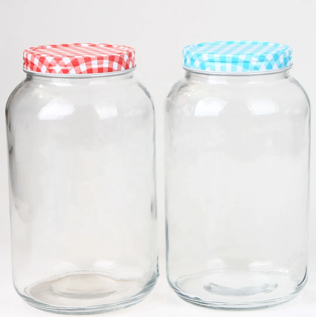 
Kitchenware Round 3L Glass Pickle Jar Beverage Storage Jars Metal Tin Top 