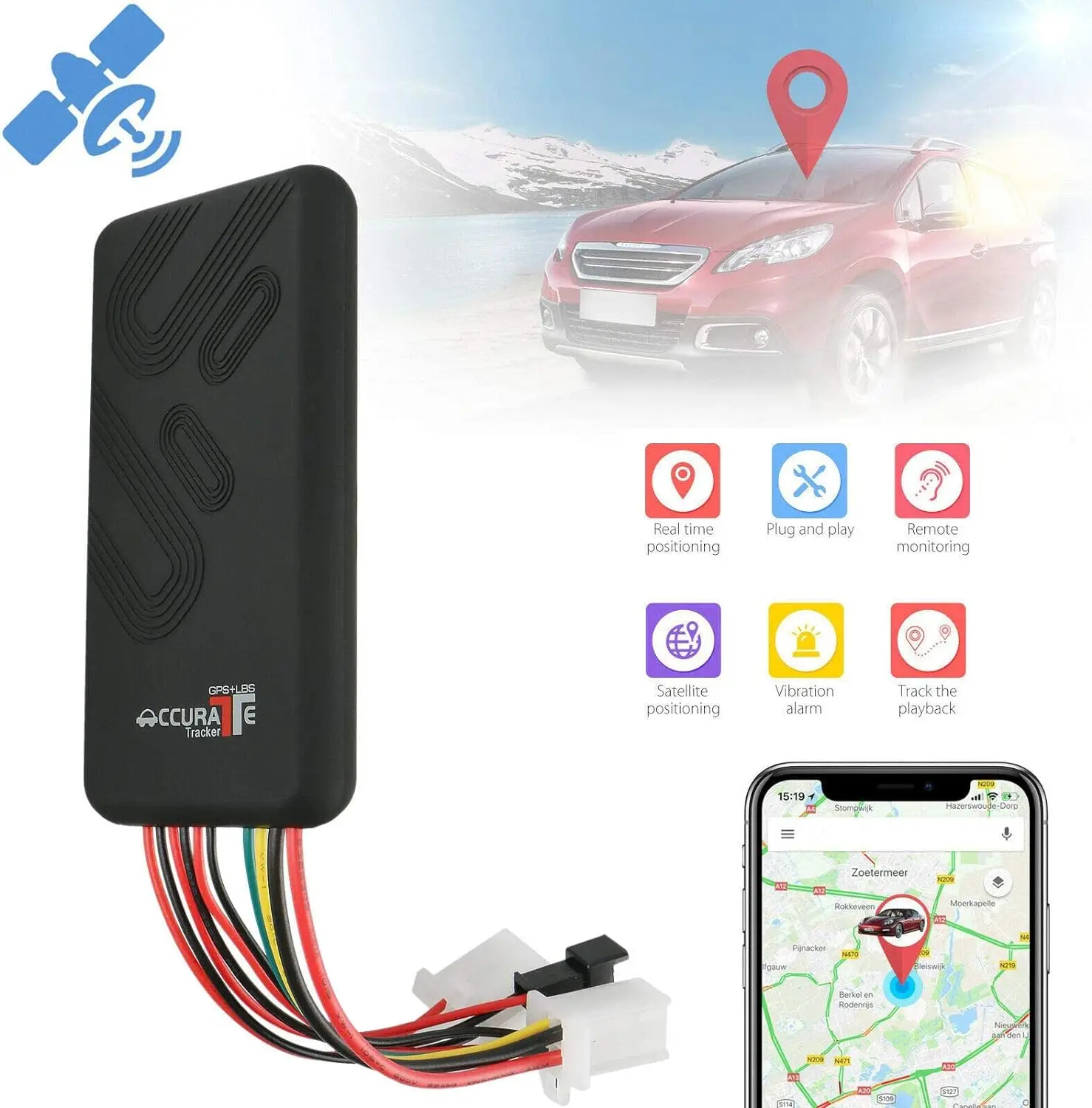 Car Vehicle Motorcycle GSM GPRS GPS tracker Free Real Time PC Tracking System 4 Band Tracking Device