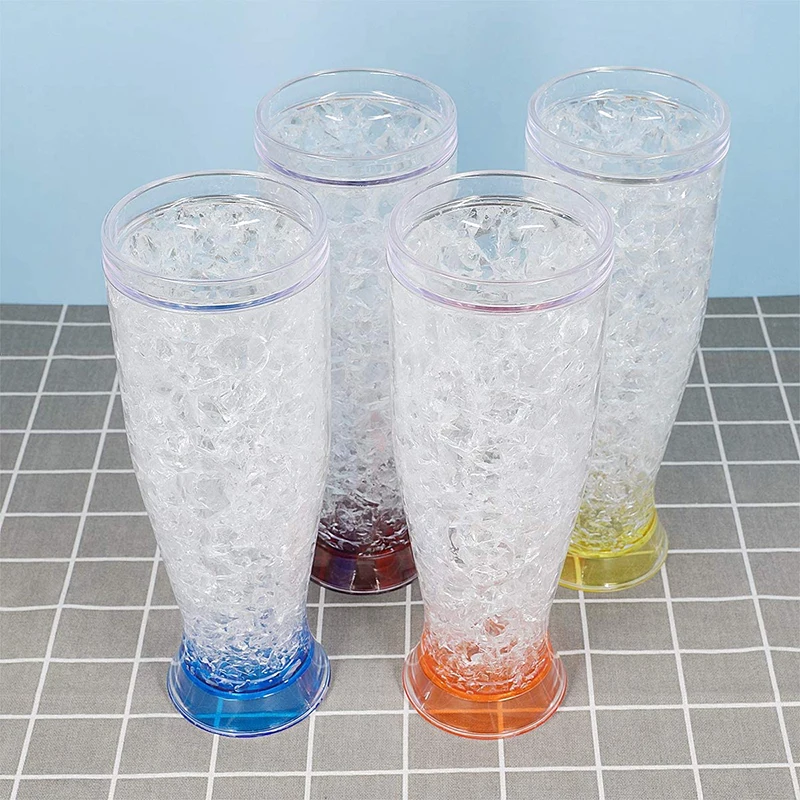 Freezer Ice Drinking Glasses Cooling Wine Cups Double Wall Gel Frosty Beer Mugs  for Parties and Gifts