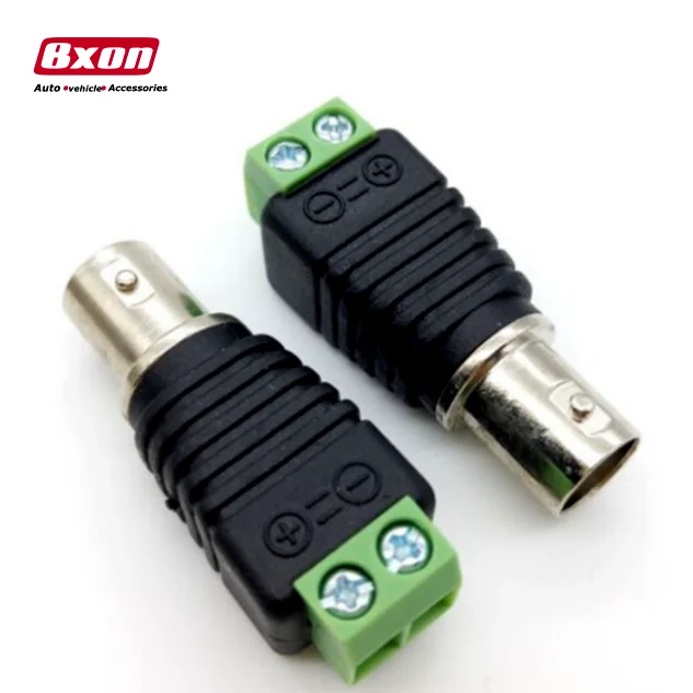 DC Power Green 50 ohm BNC Male Female RF Coaxial Terminal Coax Adapter Balun Connector Set to Q9 Screw Cat5 Cat6 with CCTV Video