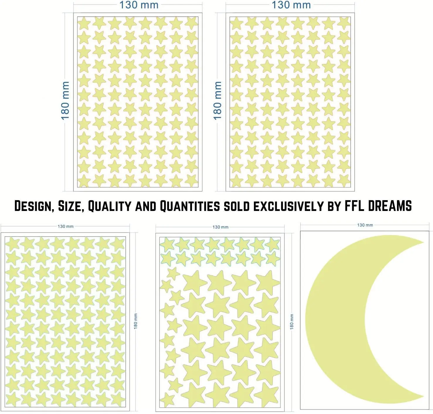Glow in The Dark Stars and Moon Sticker Fluorescent Luminous Sticker Adhesives for Room Decoration