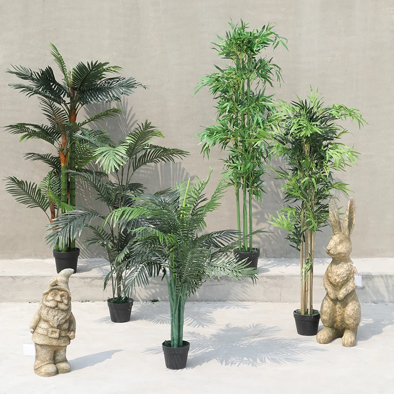 Amazon hot selling 130cm balcony polyester leaves artificial palm tree in pot