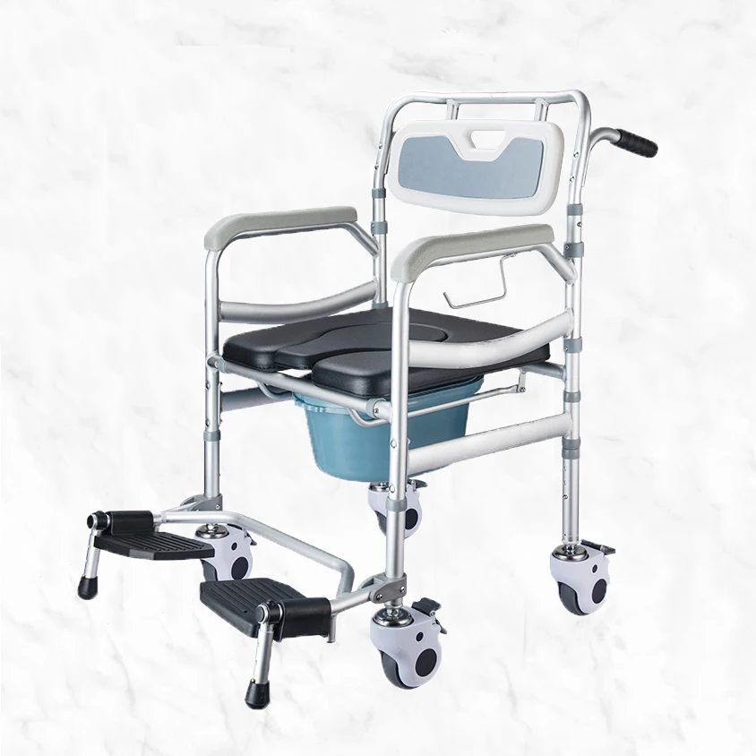 high quality hot sell Modern Comfortable Medical Aids Rolling Shower Chair Commode Chair