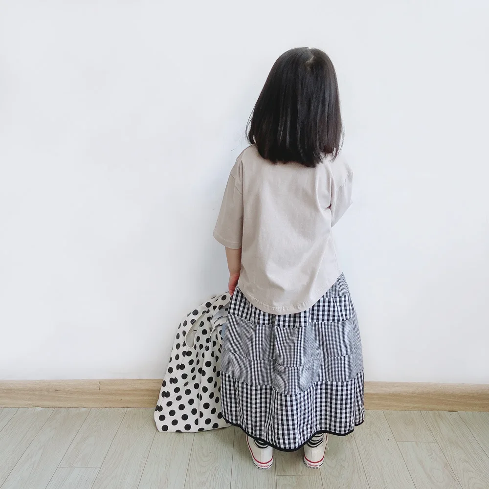 Wholesale 2024 Summer Long Skirt Checkered For Children Girls