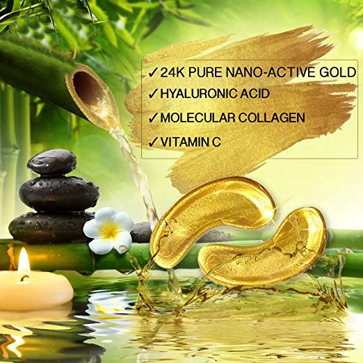 OEM 20 Pairs Dark Circles Remove Amino Acid Collagen 24K Gold Eye Mask Korean Golden Under Eye Patches