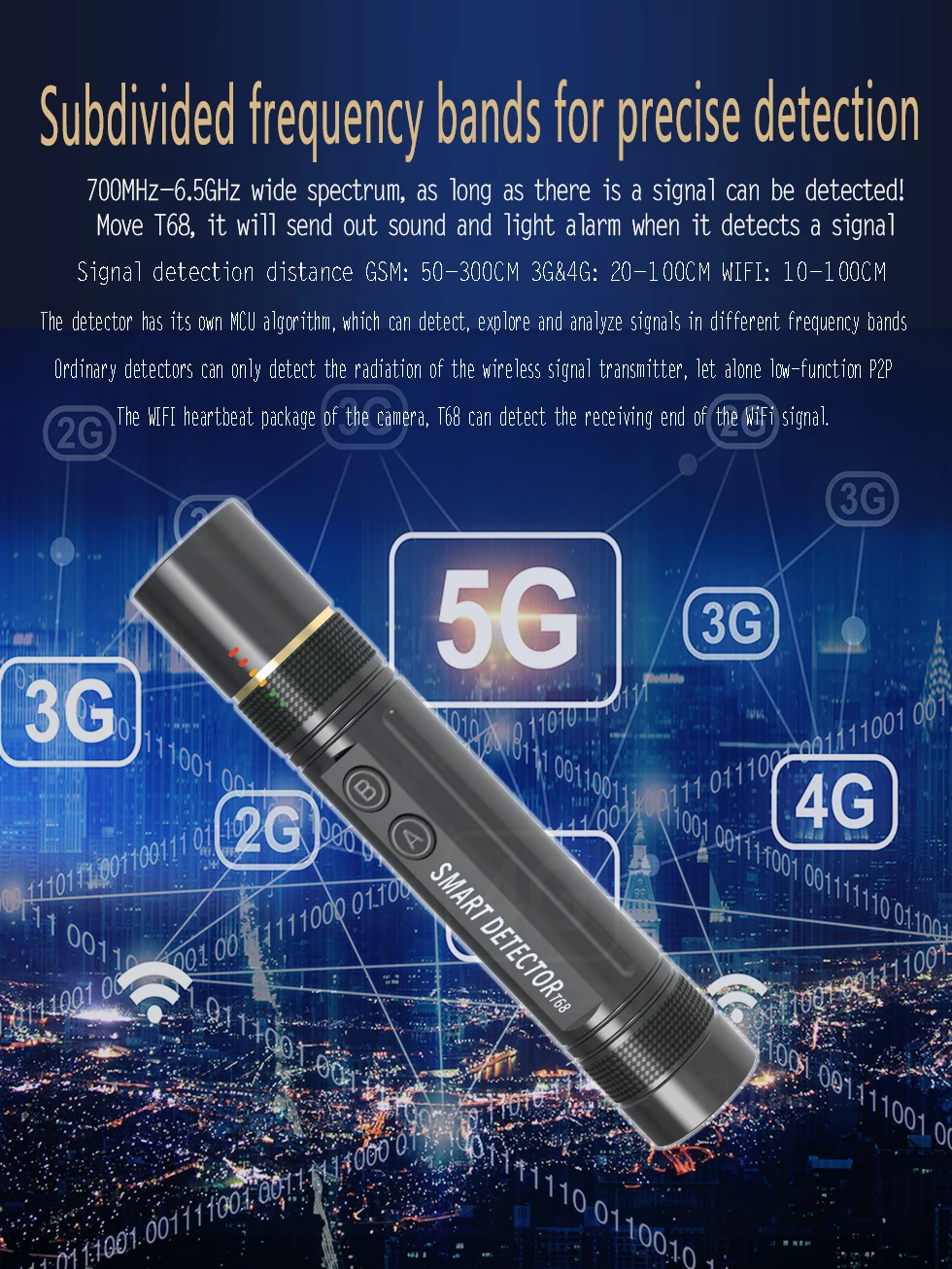 1MHz-6.5GHz Multi Function RF Signal Finder Detector Full Range Wireless Camera GSM GPS Cell Phone Radio Detector Bug Detectors