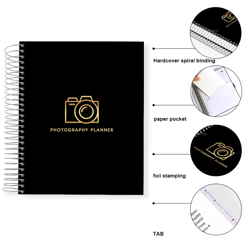 Custom Planner Agenda Printing Hardcover Spiral Notebook Personalized Photography Planner