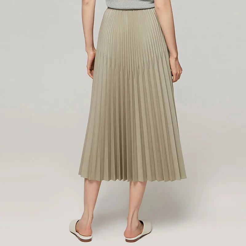 
naivee spring series pleated mid waist A-line women skirt pastel color young and bright 