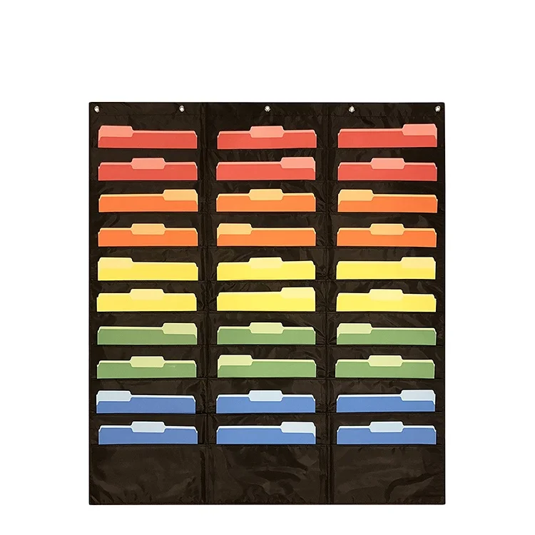 Hanging / Wall File Organizer / Fabric / Pocket Charts / for Classroom / forTeachers / Black / Over The Door