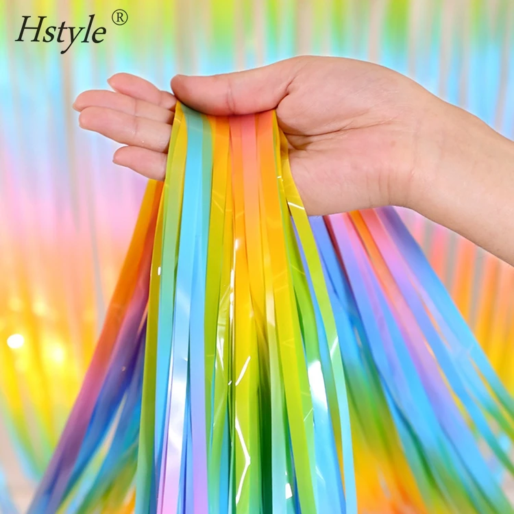 1x2M Macaron Pastel Color Tinsel Foil Fringe Curtains for Party Photo Backdrop Baby Shower Decorations SD041