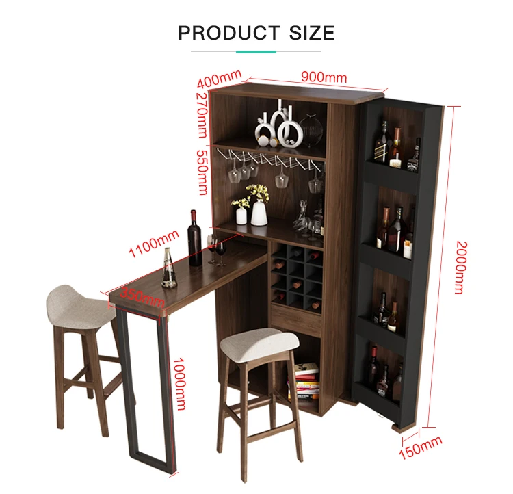 Extendable Bar Wine Storage Cabinet Design Wood Multi-layers Modern Standard Foldable Furniture Panel Furniture Living Room Wood