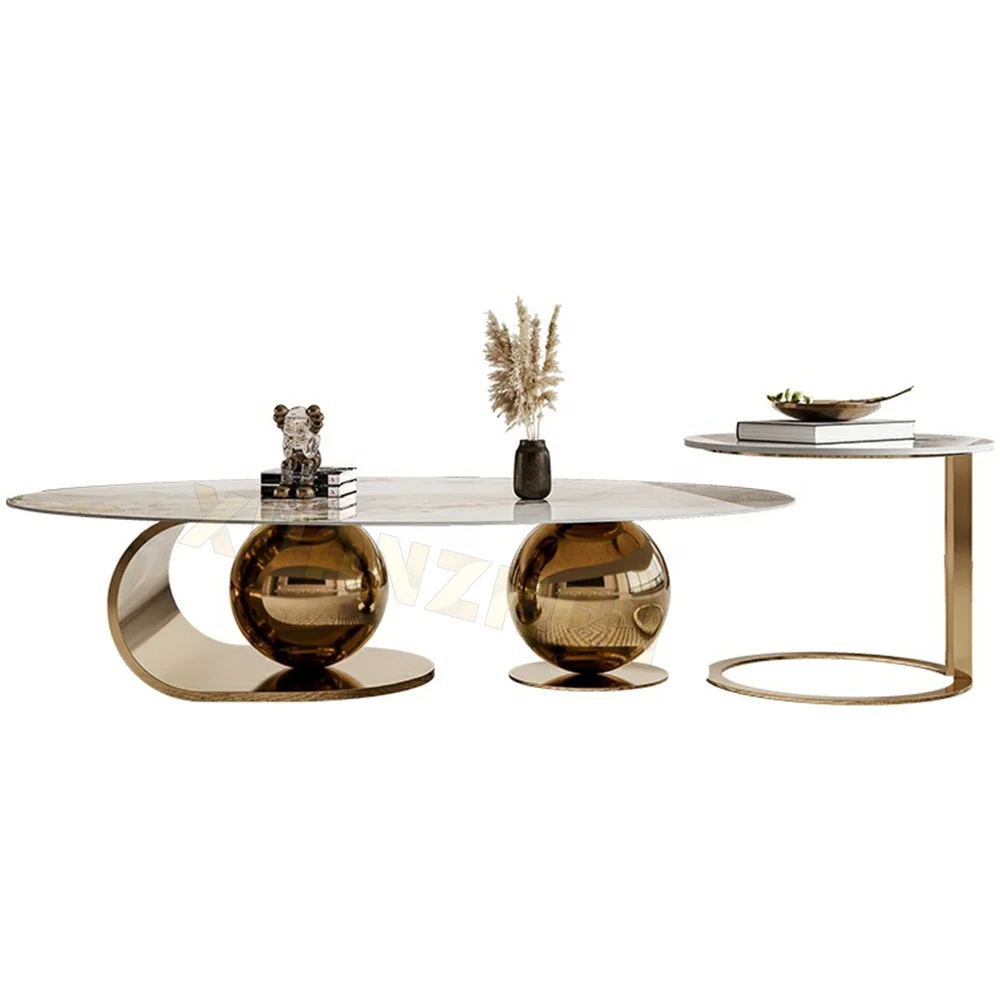 Living room furniture stainless steel black nesting centre coffee table metal coffee table luxury round coffee table