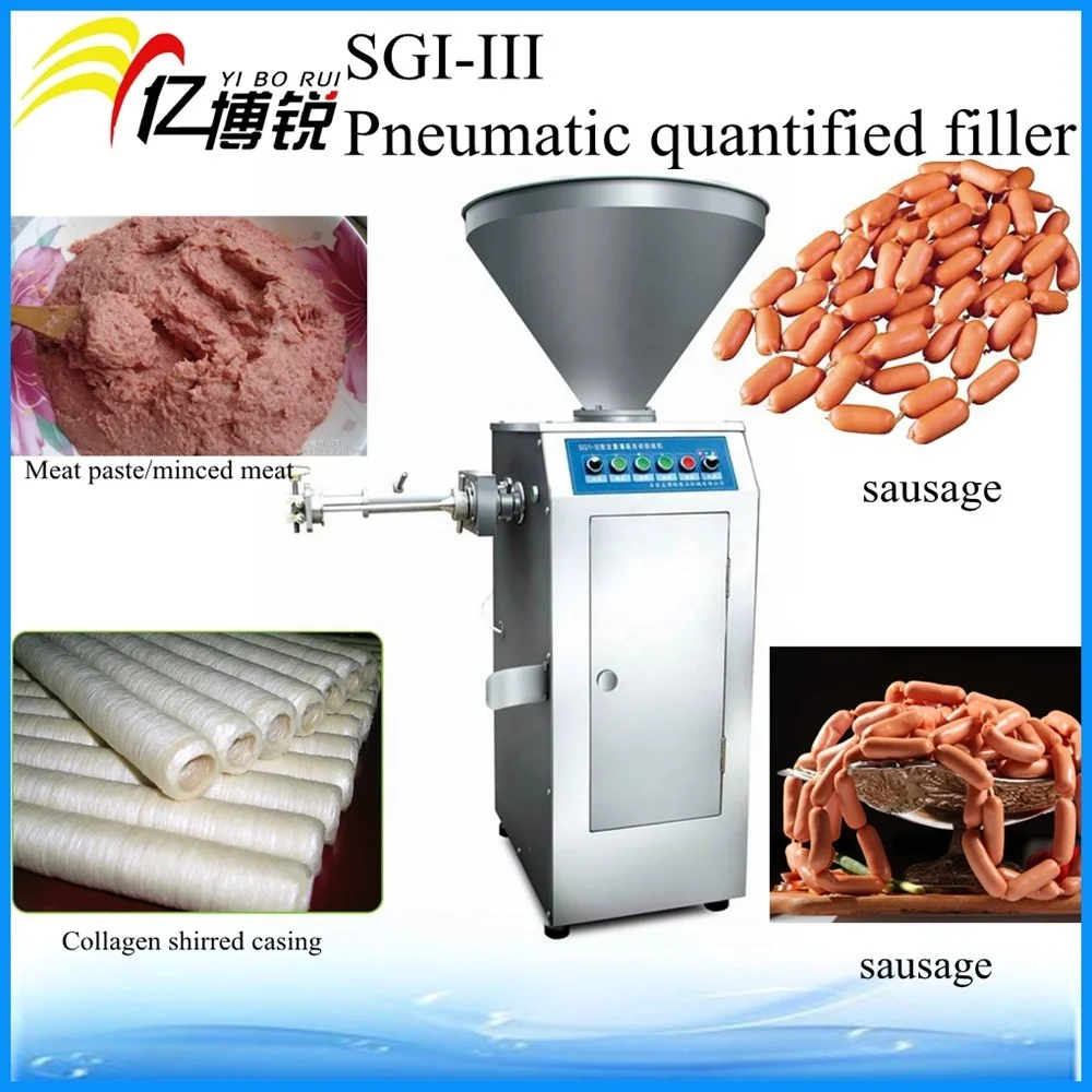 Salami,mortadella,hot dog,chorizo, cheese product, pet food vacuum electric sausage filler stuffer