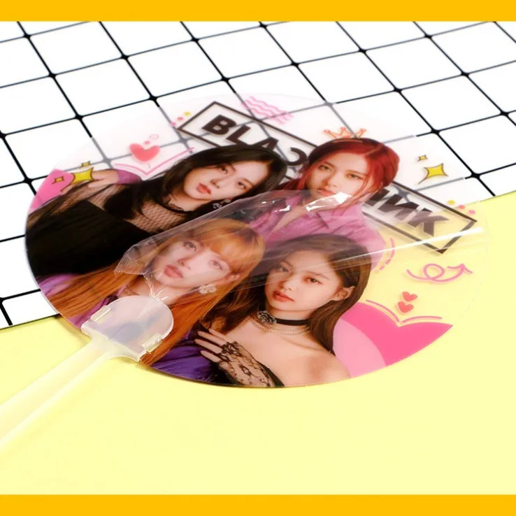 
wholesale cheap excellent custom print logo beautiful transparent gift cartoon circle pvc star hand advertisement fan 