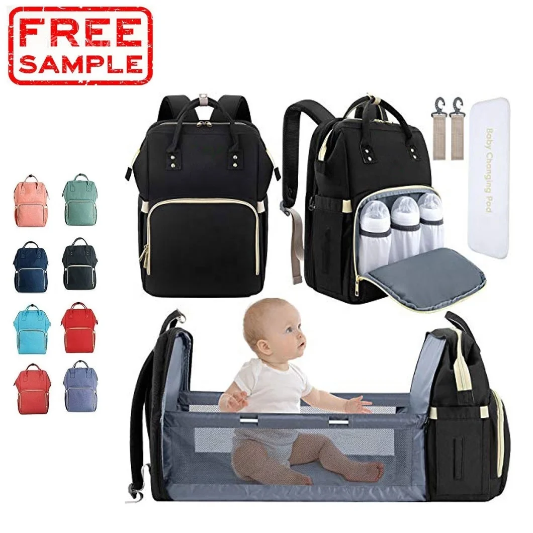 FREE SAMPL Factory Wholesale Outdoor USB Mummy Baby Diaper Bag Backpack with Bassinet for Travel Custom Fashionable Organizer