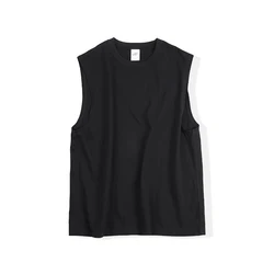 Custom 100% cotton hip hop oversized clothes sleeveless dropped armhole mens t shirts Casual Plain Men T Shirt