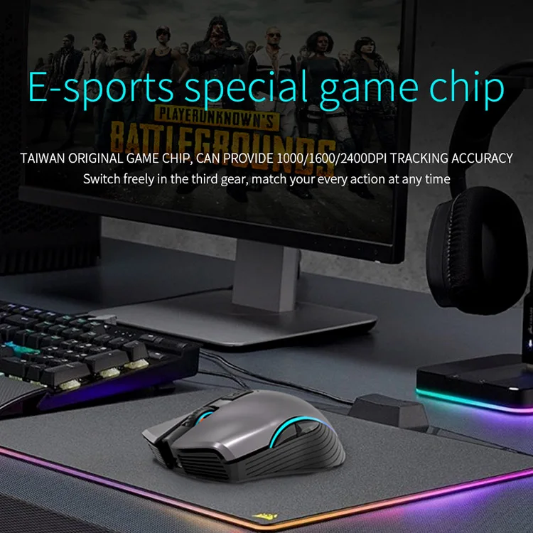 Great Roc custom logo 6 button 1000/1600/2400 DPI lightweight ergonomic mouse gaming backlit 2.4G wireless computer mouse gamer