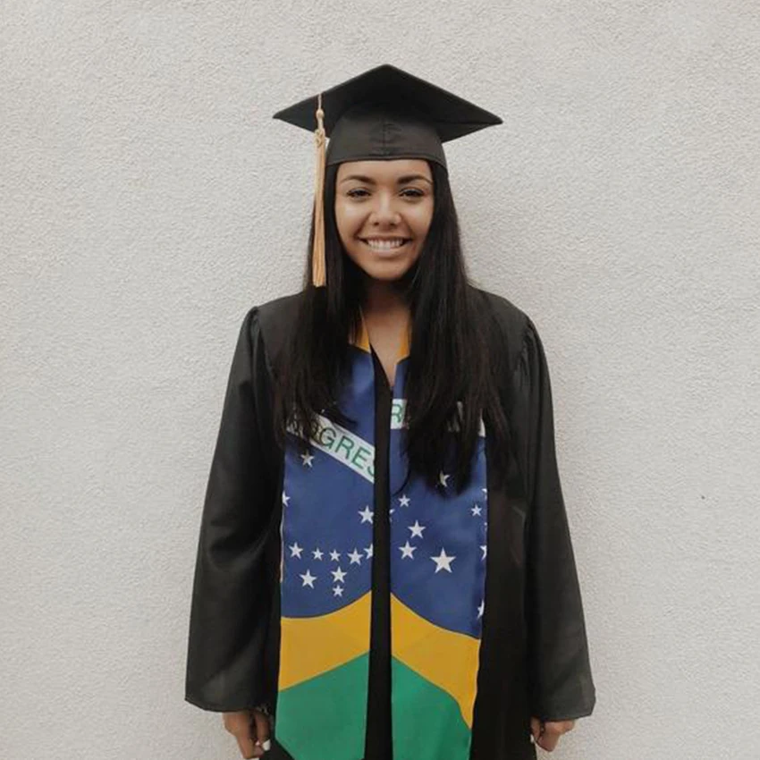 cheap custom logo printed graduating wear satin embroi graduation stole