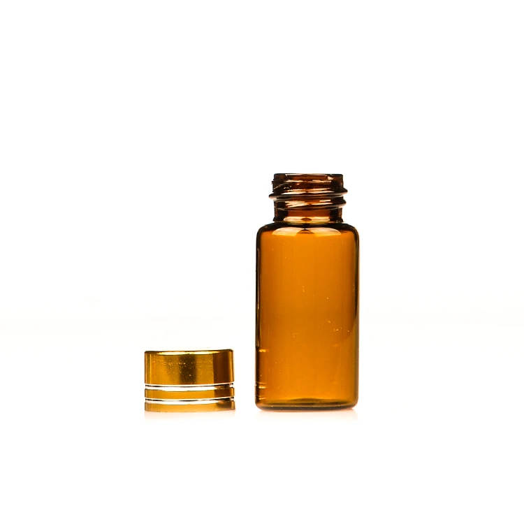 Wholesale price 4ml essential oil amber perfume glass vial with gold cap