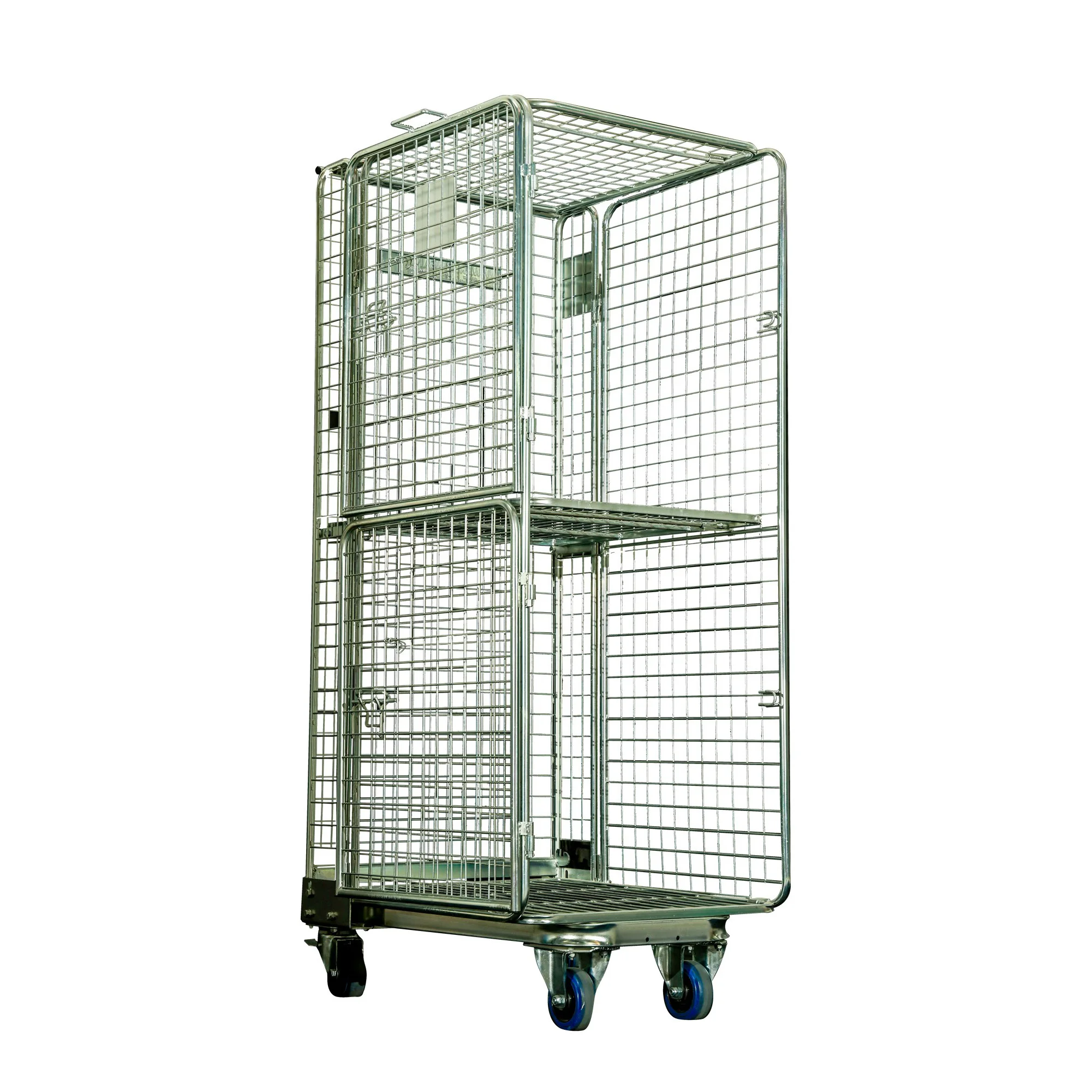 BHK07 Logistics Steel Stackable and Nestable Rolling Trolley Cage for Warehouse with high quality