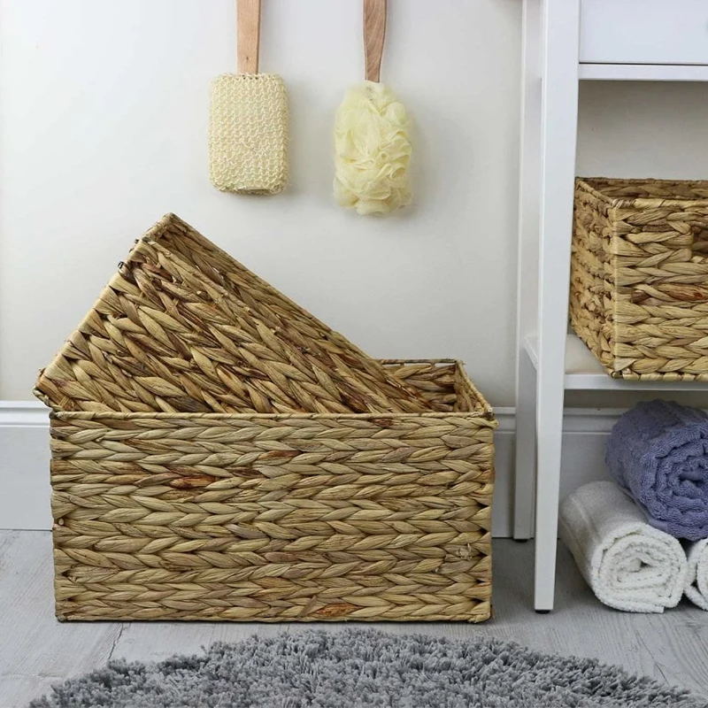 Natural seaweed woven potted rattan plant cover pot can be folded kitchen storage basket indoor and outdoor