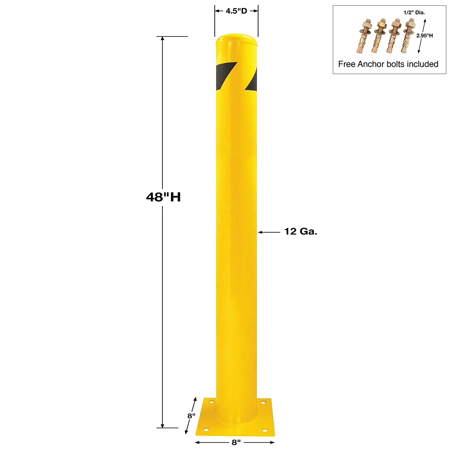 Safety Bollard  Yellow Powder Coated Safety Parking Barrier Post