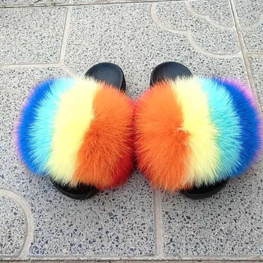 Perfect Wholesale Fashionable Real Fur  Womens Leather Fur Slipper