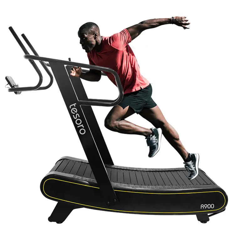 commercial motorless treadmill air runner Shock absorbing rubber slats curved manual exercise treadmill gym fitness equipment