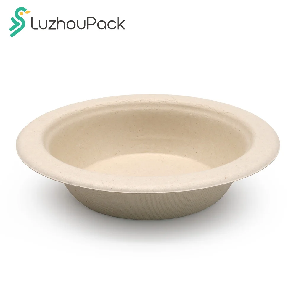 LuzhouPack 480ml Freezer Safe and Leakproof Disposable Paper Biodegradable Sugarcane Bagasse Salad Bowl Wholesale