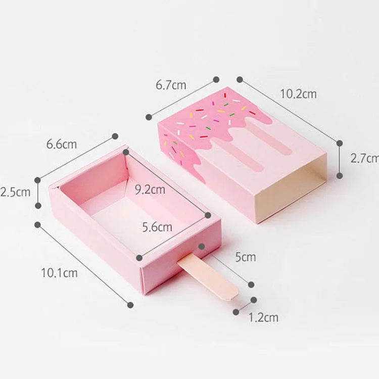 special handle ice cream shape paper cookie gift box dividers drawer gift box for kids