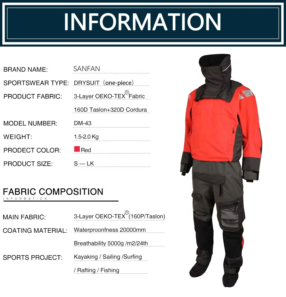 SANFAN drysuit for kayak outdoor quick drying pants stretch men dive drysuit cevlar dry suit diving