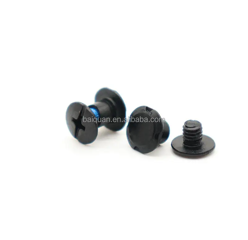 Matt Black With Nylon Patch Pf Head Round Head Stock Supply 5Mm Long Black Metal Binding Chicago Screws For Menu And Books